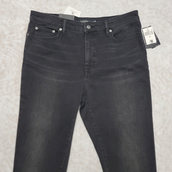 Lauren Ralph Lauren High-Rise Skinny Ankle Jean Women's Size14 Empire Black Wash - Picture 3 of 15